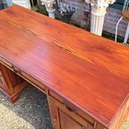Teakhouten Bureau, Schrijftafel, Desk Afm. 150 X 64cm En 79c thumbnail 5