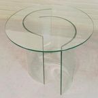 Vintage Ronde Glazen Bijzettafel, Postmodern thumbnail 6