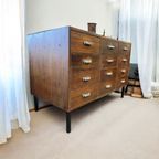 Vintage Diepe Industriële Ladekast / Dressoir / Commode thumbnail 10