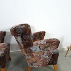 Set Bloemen Fauteuils Met Houten Poten thumbnail 12