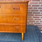 Vintage Teakhouten 3-ladenkastje thumbnail 5