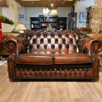 Ruime Engelse Chesterfield Zithoek 3+2 Zits Antiek Rood Bruin thumbnail 5