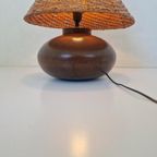 Metalen Tafel Lamp Met Rotan Kap thumbnail 7