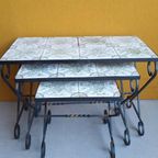 Vintage Smeedijzeren Mimiset, Nesting Tables Met Tegeltjes thumbnail 21