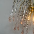 Xl Vintage Roze Murano Kroonluchter Hanglamp Kristallen Pegels thumbnail 12