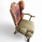 Rare Leather And Oak Wing Chair Designed By Theo Ruth For Artifort / F 297 From 1949 thumbnail 9