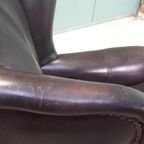 Stoere Zwarte Schaapsleren Vintage Bendic Wingback Fauteuil thumbnail 9