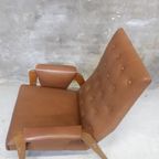 * Vintage Fauteuil Easy Chair Jaren 60 Cognac Skai thumbnail 5
