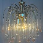 3 Stuks Beschikbaar Vintage Murano Roze Teardrop Kroonluchter Hanglampen thumbnail 4