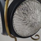 Vintage Hanglamp Glas Metaal Goudkleurig Zwart Jaren 60 thumbnail 5