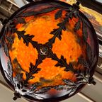 Prachtige Gesigneerde Art Deco Hanglamp "Noverdy France". thumbnail 9