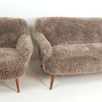 Vintage Bankje En Fauteuil Pluche Teddy Bruin Nieuw Bankstel thumbnail 2