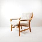 Vintage Rotan Fauteuil Nieuw Gestoffeerd Off White Rib thumbnail 2