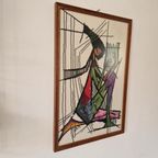 Vintage Borduur Werk Achter Glas Schilderij Jaren 70 thumbnail 4