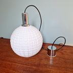 Vintage Getextureerde Witte Opaline Hanglamp, 1960-70 thumbnail 6
