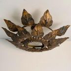 Verguld Metalen Florale Wandlamp Jaren 60 thumbnail 9