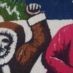 Groot Mid Century Pluche / Velvet Wandkleed Wolven Jacht thumbnail 4