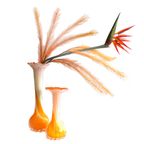 Soliflore Één Bloemsvaas In Opaline Glas Oranje/Wit, Italie Jaren '70 thumbnail 3