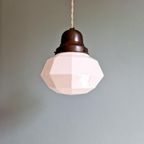 Art Deco Hanglamp In Gefacetteerde Witte Opaline, Jaren 20 thumbnail 3
