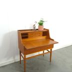 Zweeds Teak Secretaire Met Lades En Uitschuifbaar Blad, Bureau thumbnail 2