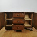 Vintage Antiek Dressoir, Tv Meubel Ladekast Met Marmer Blad thumbnail 6