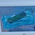 Origineel Acrylschilderij Op Canvas Met Ophangsysteem.blauw, Groen Schilderij thumbnail 2