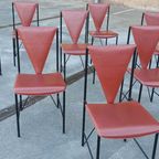 Set Van 8 Vintage Postmodern Leren Eetkamerstoelen thumbnail 16
