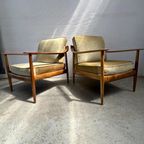 2x Midcentury ‘antimott’ Fauteuil W. Knoll Notenhout, Velour thumbnail 7