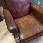 Schapenleren Vintage Clubfauteuil In Art Deco Stijl thumbnail 6