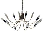 Vintage 50’S Mcm Ceiling Light - In The Style Of Stilnovo - Xl Chandelier - Restored / Polished - thumbnail 6