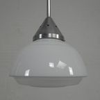 Art Deco Hanglamp Met Geribbelde Glazen Kap, Jaren 30 thumbnail 6