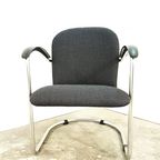 Vintage Bauhaus Armchair By W.H. Gispen For Gispen, 1930S | Re-Upholstered thumbnail 3