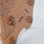 Vintage Brutalist Eiken Hout Wijnrek Japandi 1960 Modulair thumbnail 6
