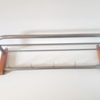*vintage Kapstok Artdeco Wandkapstok Chroom En Hout thumbnail 4