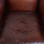 Karaktervolle Set Van 2 Vintage Schapenleren Armchairs Met Warme Kleuren En Een Mooi Patina thumbnail 7