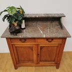 Vintage Frans Dressoir Commode, Ladekast Badkamermeubel Met Marmer Blad 211 thumbnail 3