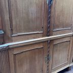 Prachtig Antiek Eiken Kabinet, 4 Deurs Kast, 221 Cm Hoog En 150 Breed thumbnail 12