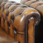 Set Van 2 In Goede Staat Verkerende En Luxe Klassieke Rundleren Engelse Chesterfield Fauteuils thumbnail 12