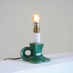 Leuk Vintage Groen Keramieken Frans Lampje Met Gouden Accenten thumbnail 2