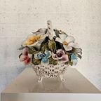 Bassano Ceramics Basket With Flowers, Italy 1950s thumbnail 10