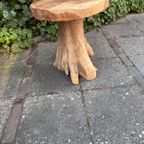 Bijzettafeltje Krukje Design Teak Mushroom Boomstam 40 Cm thumbnail 6
