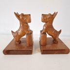 2 Vintage Boekensteunen Houten Hondjes Terrier Hond thumbnail 3