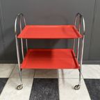Folding Chrome And Red Serving Trolley 1960S thumbnail 5