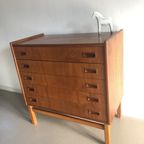 Vintage Teak Ladekast Met 5 Lades thumbnail 3