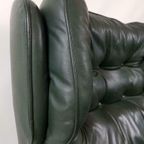 Vintage Groene Leren Fauteuil Op Wieltjes thumbnail 11