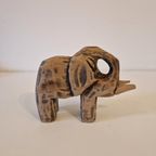 Vintage Olifant Beeld Houten Olifant Beeldje Houtsnijwerk thumbnail 8