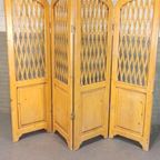 Vintage Houten / Grenenhout Kamerscherm, 4 Panel thumbnail 7