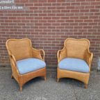 2 Vintage Boho Stijl Rotan En Bamboe Fauteuils thumbnail 6