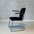 Gispen 413 Eetkamerstoel Vintage Eettafelstoel Zwart Ribstof thumbnail 4