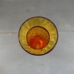 Art Deco Apart Amber Glazen Vaas Met Rood En Gele Accenten thumbnail 2